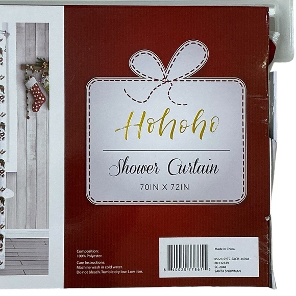 Holiday Shower Curtin Fabric Santa Snowman Christmas Bath Decor 70 x 72 Inch - Picture 4 of 16